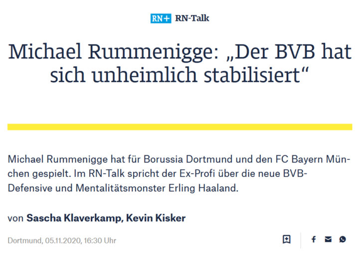 Talk in der RuhrNachrichten mit Michael Rummenigge vom 05.11.2020